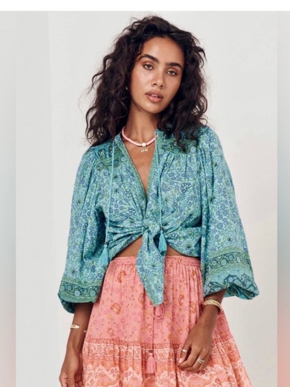 Spell and The Gypsy Collective Green Floral Blouse XS
